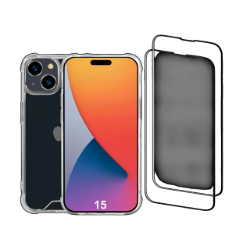 Picture of iPhone 15 case and 2 protective screens - Recycled plastic - Transparent